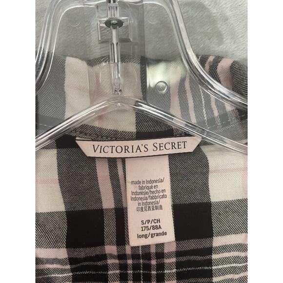 Victorias Secret Plaid 2 Piece Lightweight Pajama Set Black Pink Womens Small PJ - Picture 3 of 13